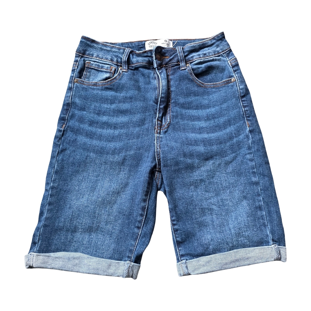 Wax Jean Dark Blue Stretch Denim Shorts